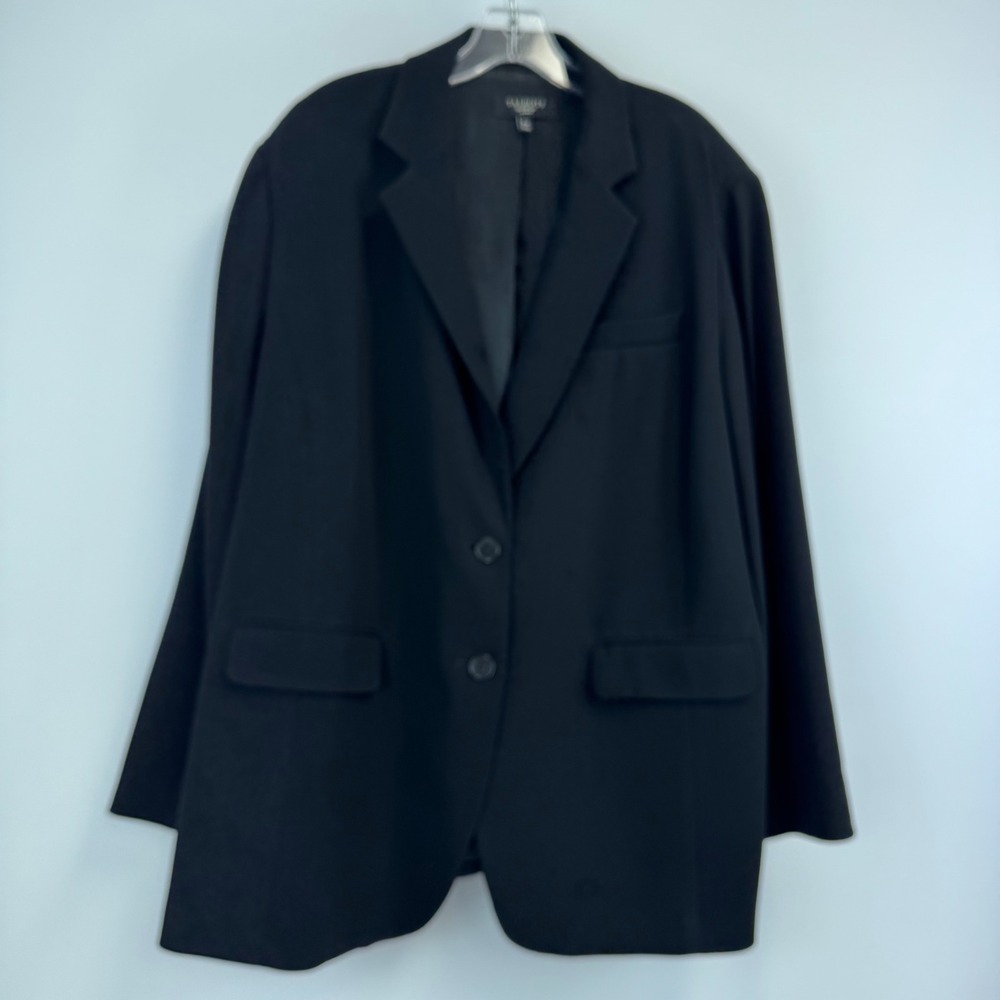 Talbots Woman Black Blazer Jacket Two Button Lined Plus Size 18W VN363